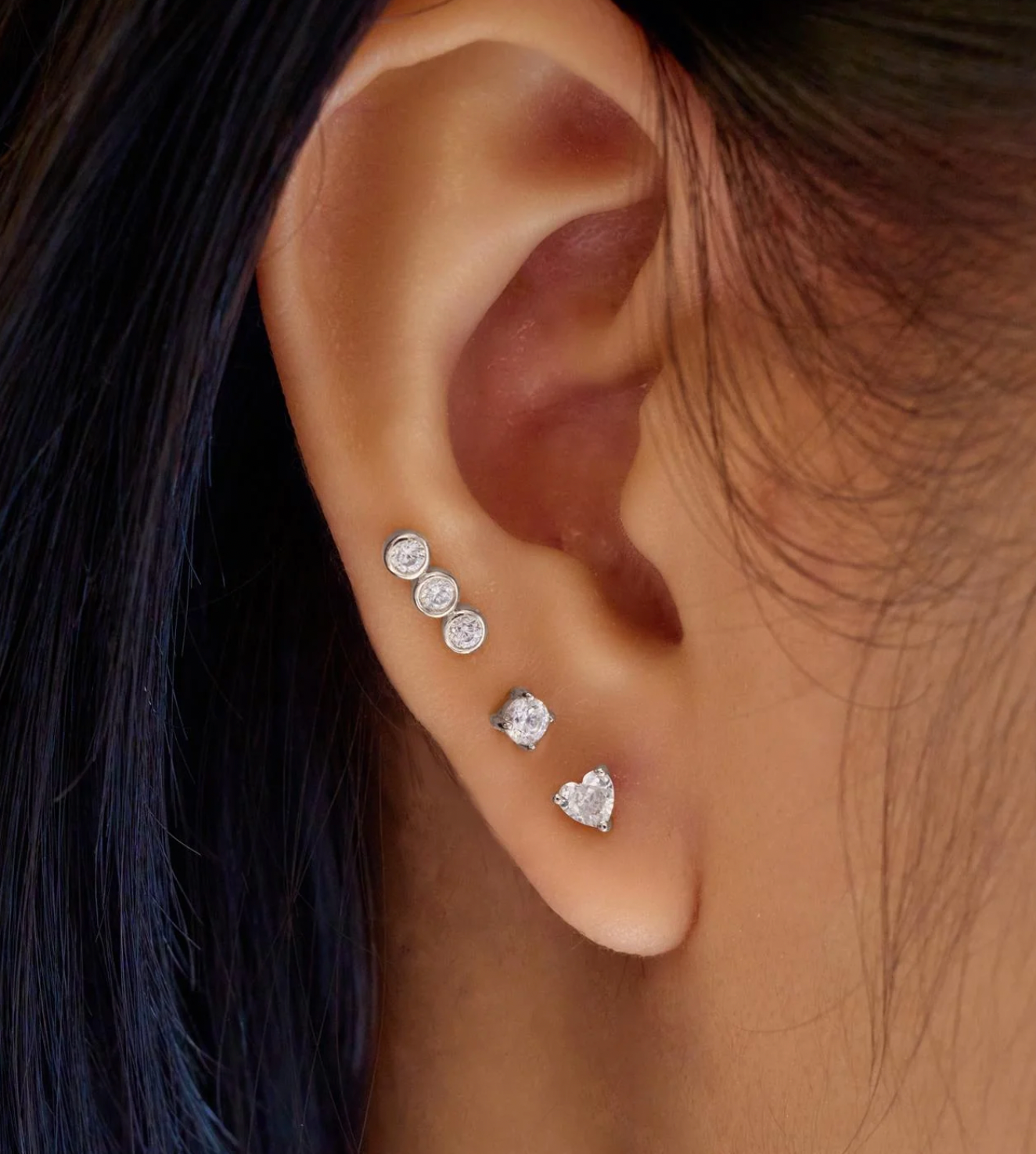 Silver Heart Barbell Single Earring