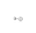 Silver Solitaire Cubic Zirconia Barbell