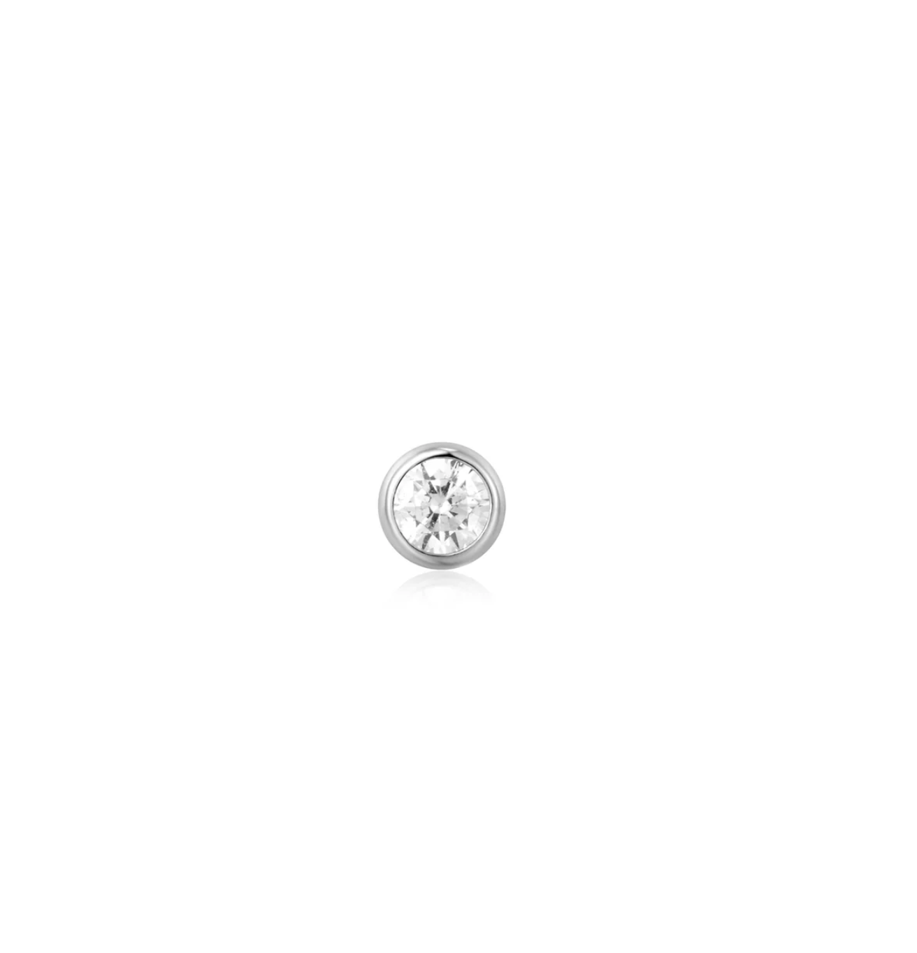 Silver Solitaire Cubic Zirconia Barbell