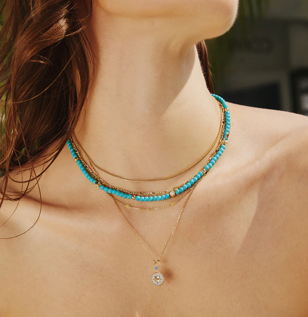 Gold Disc Station Necklace