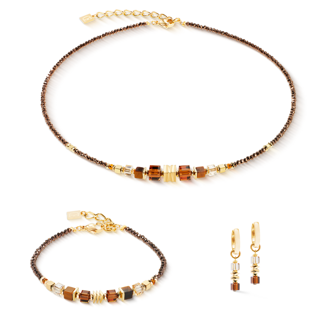 Bracelet Wave Cube Flow Gold Brown