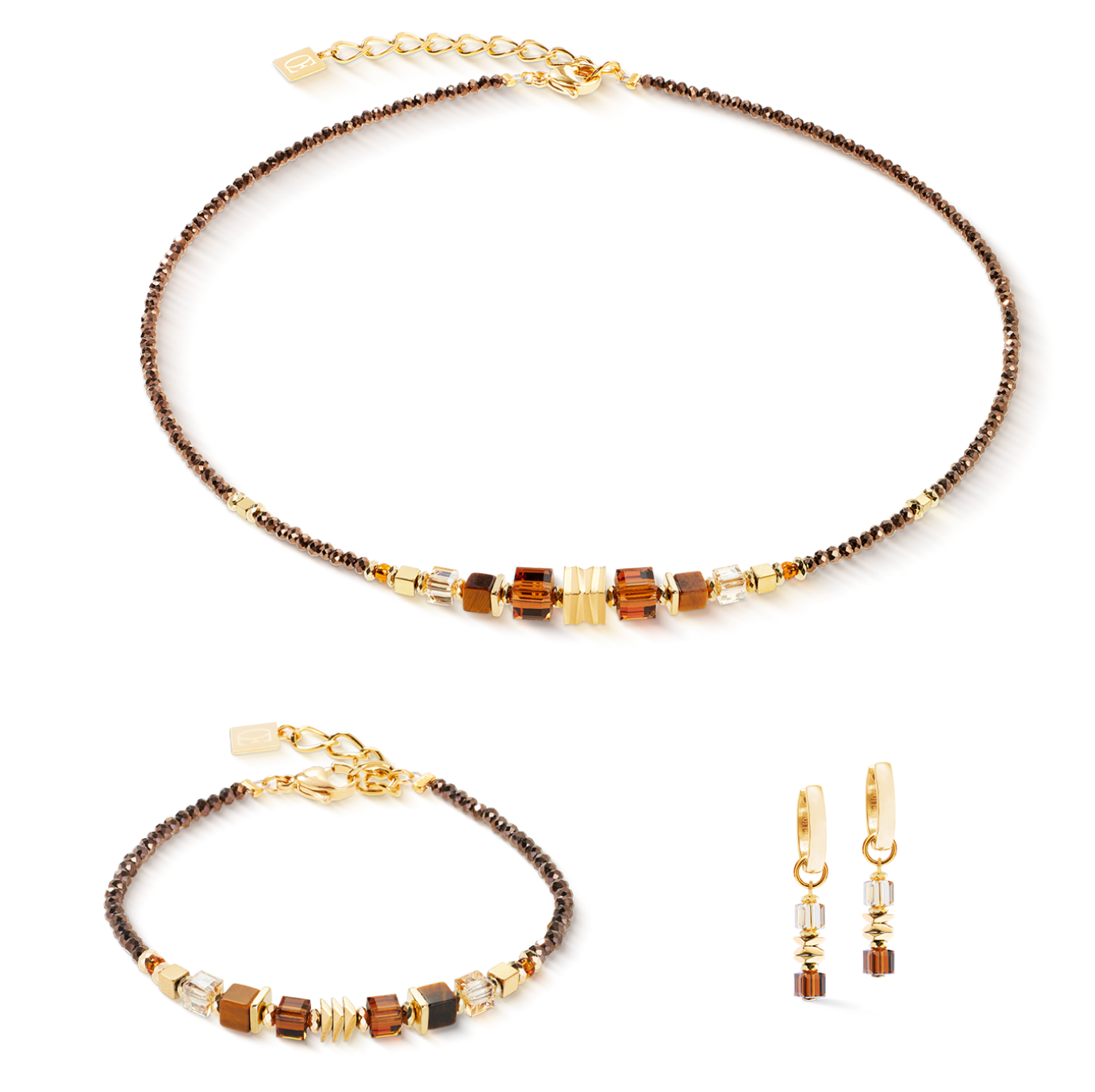 Bracelet Wave Cube Flow Gold Brown
