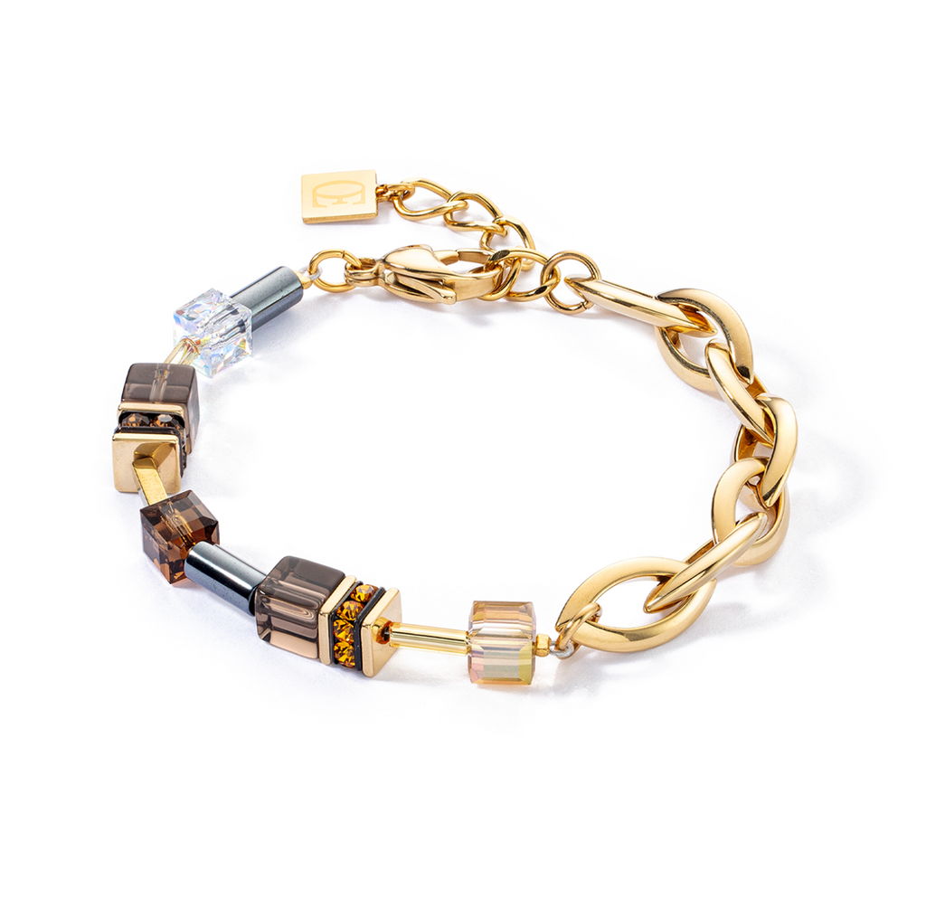GeoCUBE® Chunky Chain bracelet Gold Brown