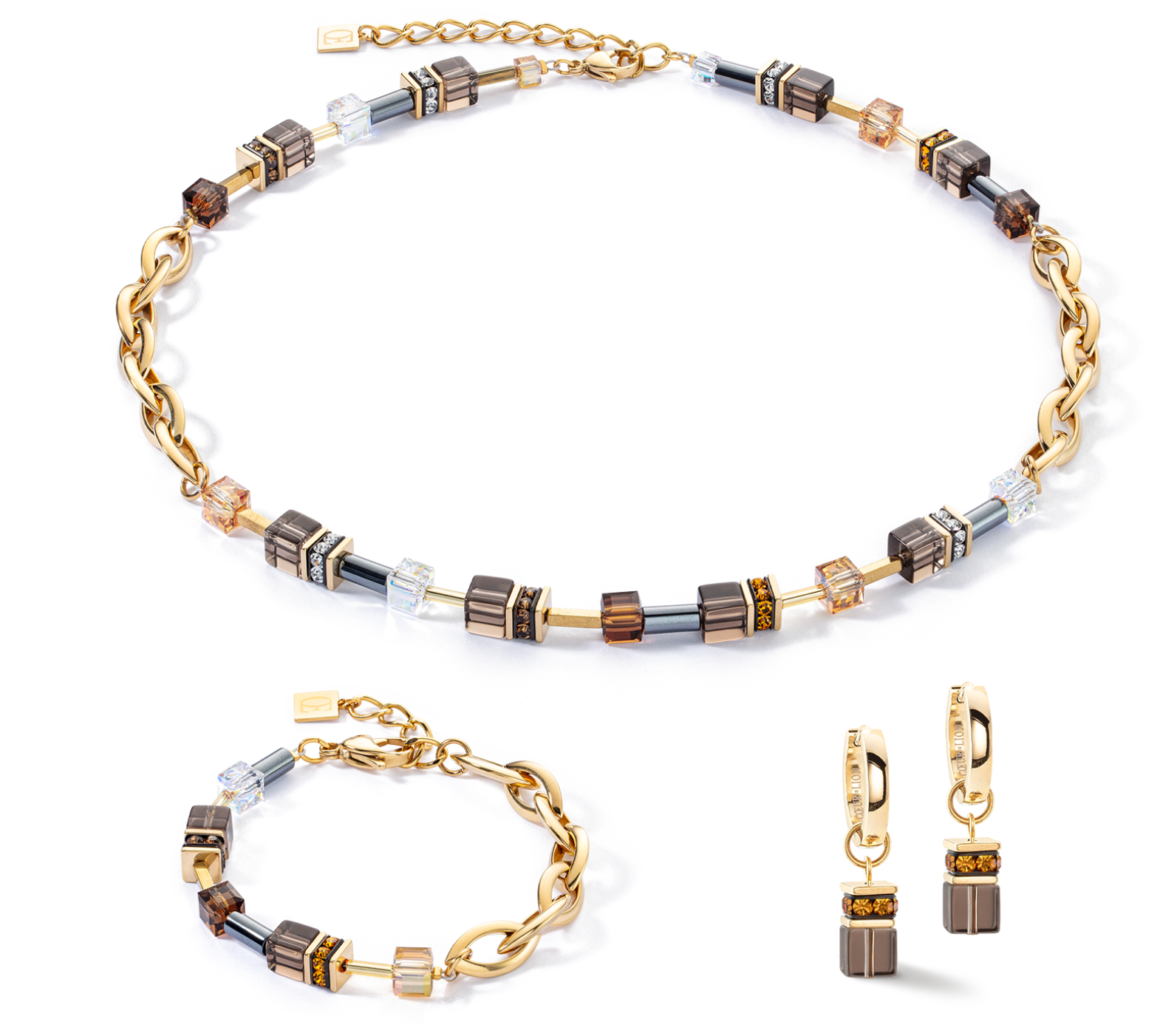 GeoCUBE® Chunky Chain bracelet Gold Brown