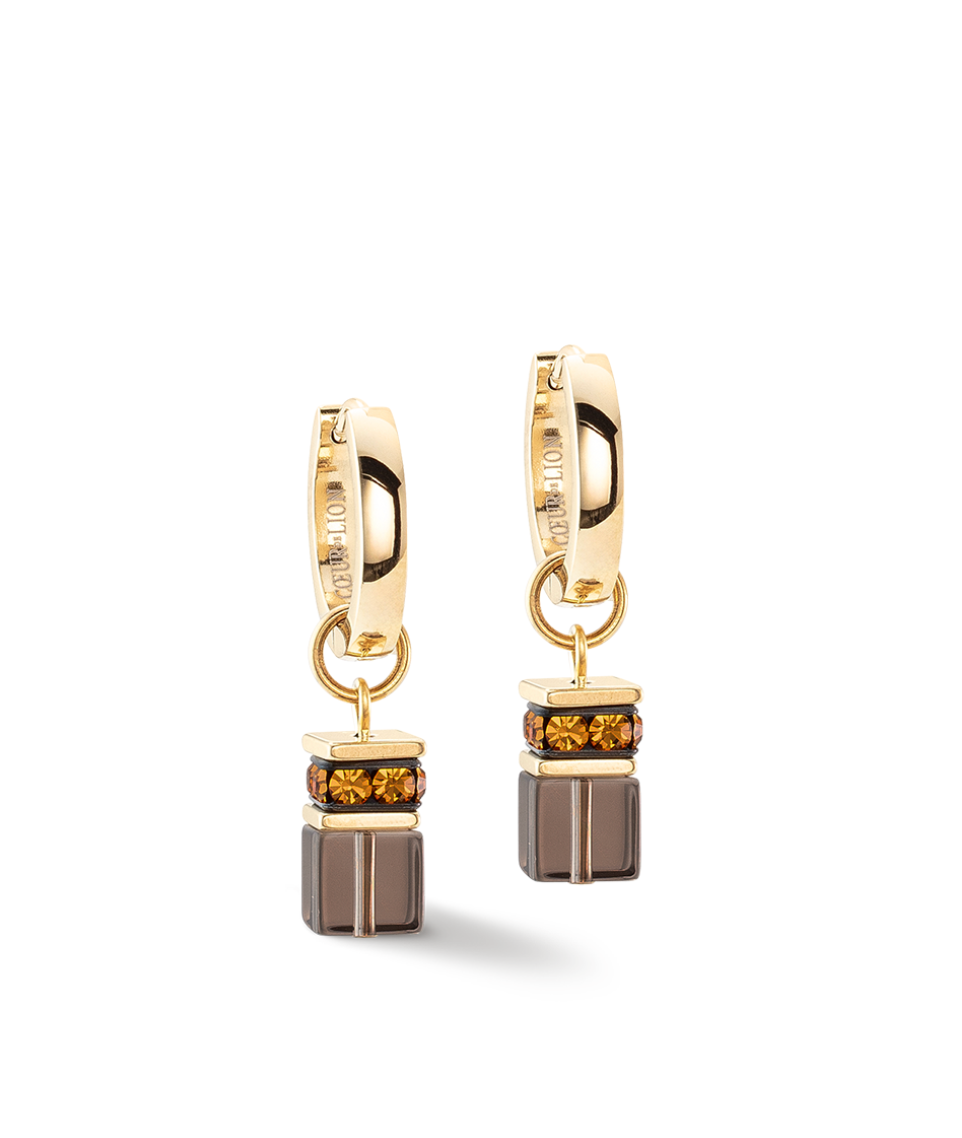 GeoCUBE® Chunky Chain hoop earrings Gold Brown