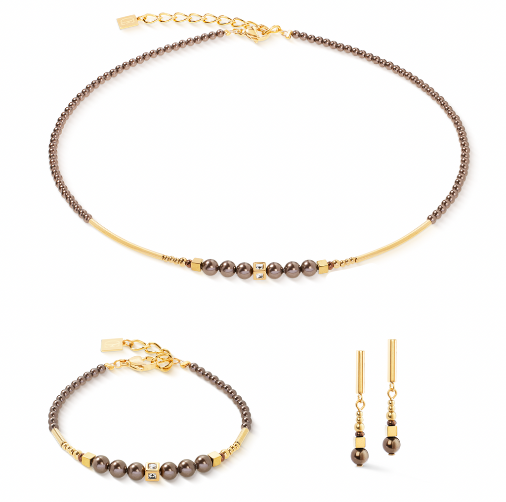 Shimmering Princess Pearls Gold-Brown Necklace