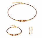 Necklace Wave Cube Flow Gold Brown