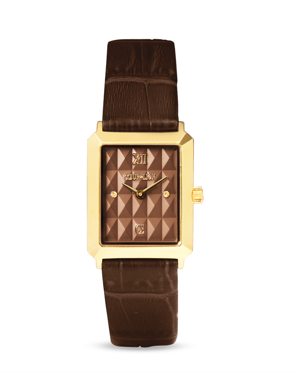 Iconic Spikes bracelet Leather Mocha Mousse gold Watch