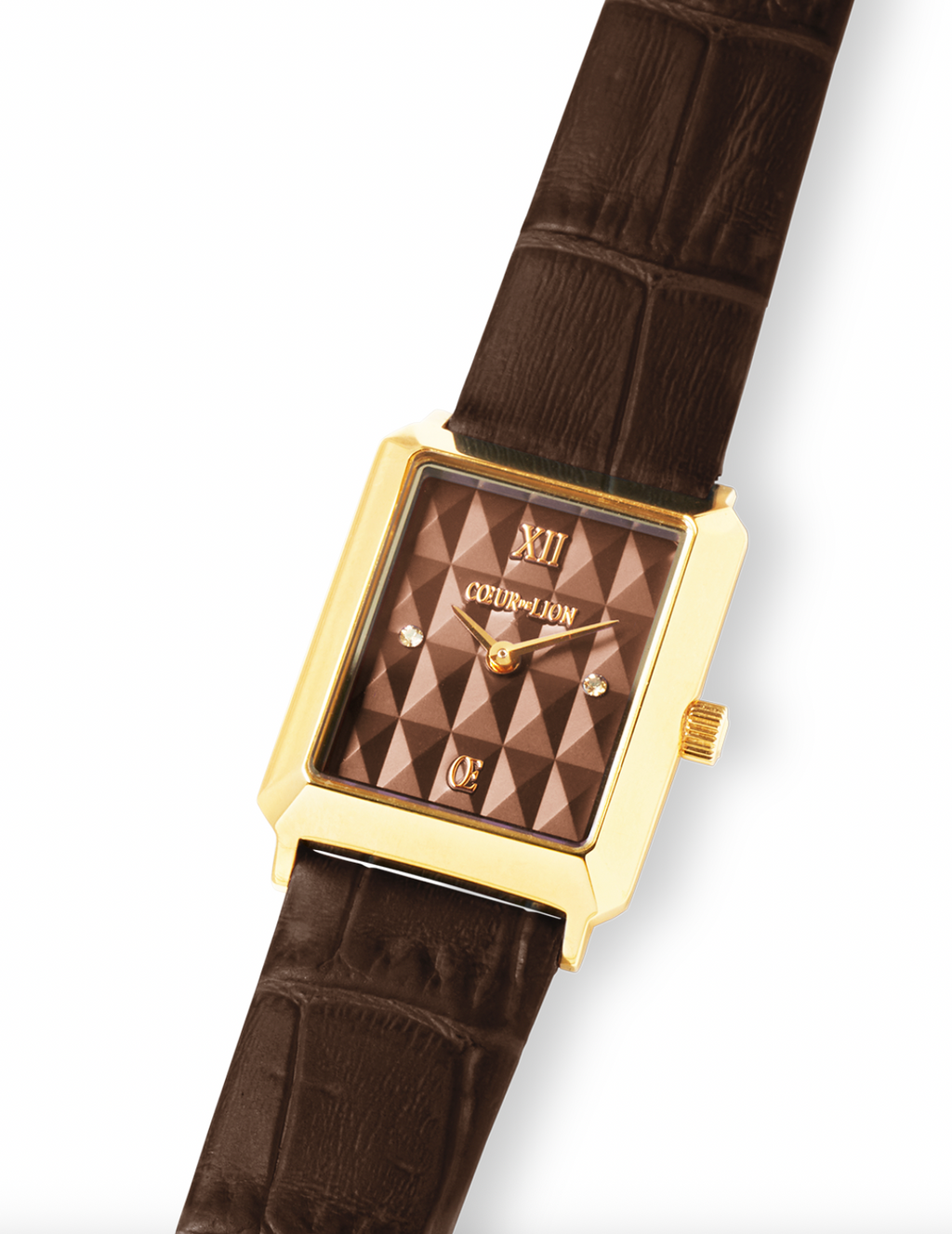 Iconic Spikes bracelet Leather Mocha Mousse gold Watch