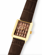 Iconic Spikes bracelet Leather Mocha Mousse gold Watch