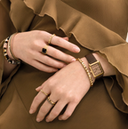 Iconic Spikes bracelet Leather Mocha Mousse gold Watch