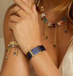 Iconic Spikes Bracelet Leather Midnight Blue Gold Watch