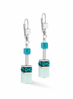Geocube Iconic Precious Silver Green Earrings