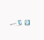 Brilliant Square small earrings silver aqua