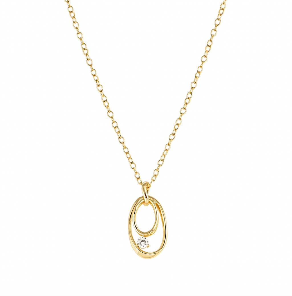 Nomination Rebel Art Necklace Small Oval White Stone Necklace (Gold)