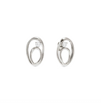 Nomination Rebel Art Earrings, Oval with White Stone