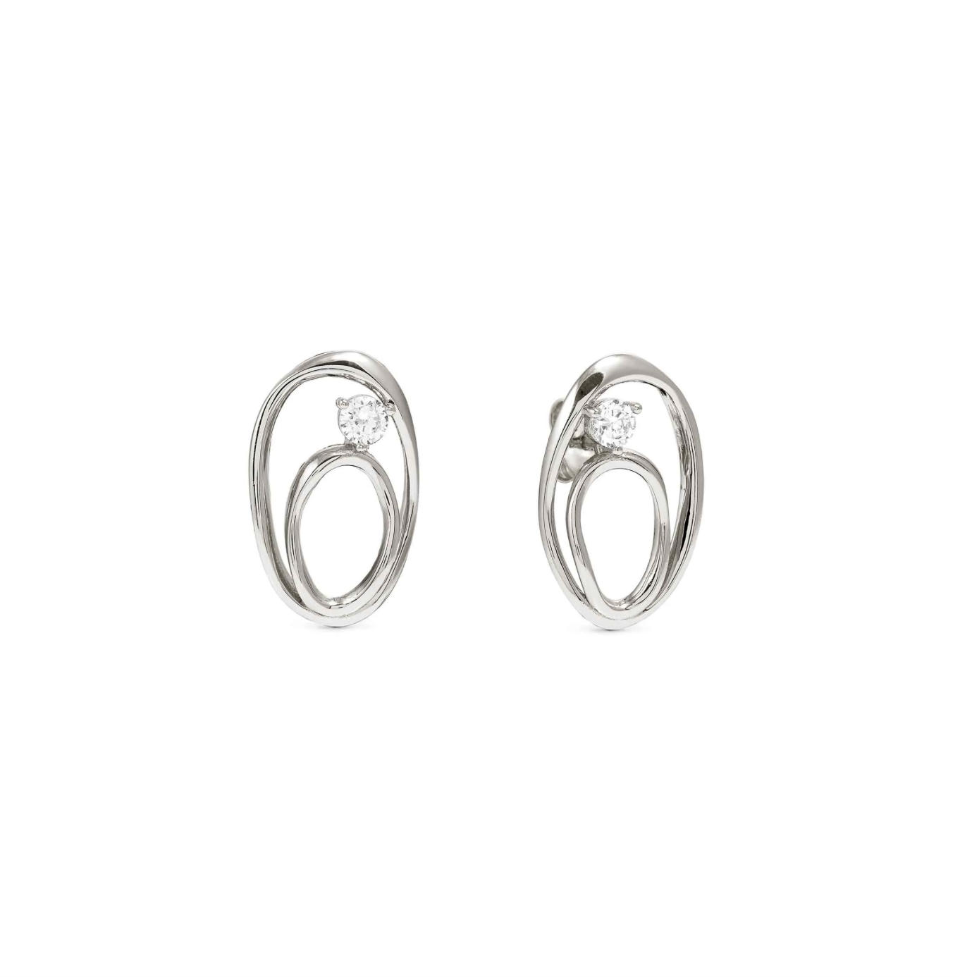 Nomination Rebel Art Earrings, Oval with White Stone