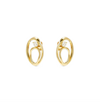 Nomination Rebel Art Earrings, Oval with White Stone (Gold)