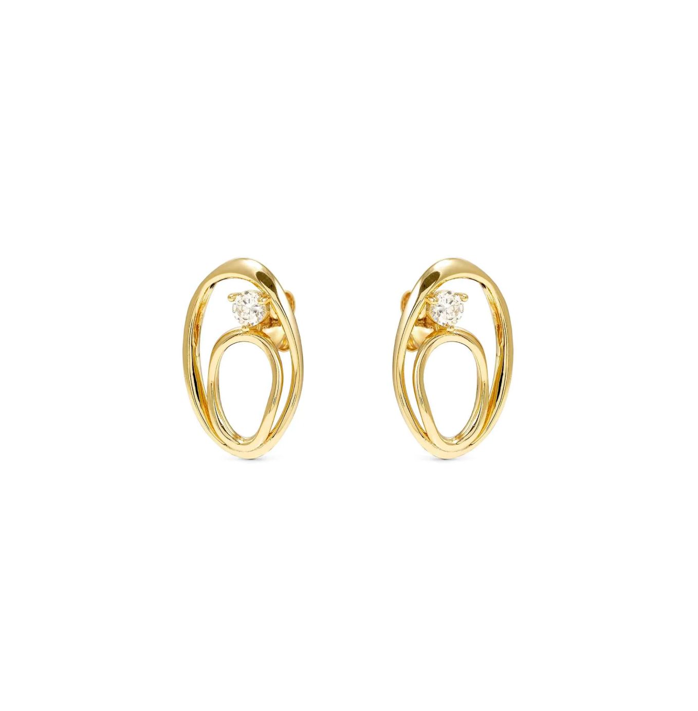 Nomination Rebel Art Earrings, Oval with White Stone (Gold)