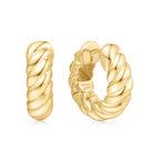Gold Bold Texture Medium Huggie Hoops Earrings