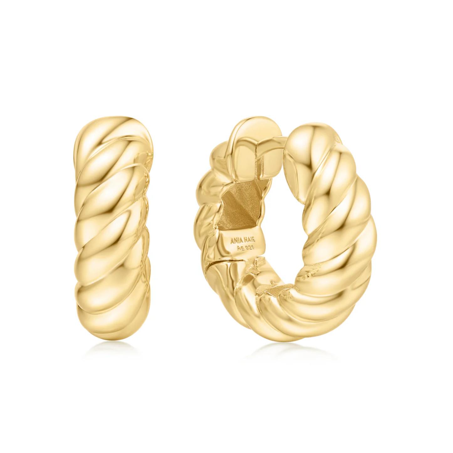 Gold Bold Texture Medium Huggie Hoops Earrings