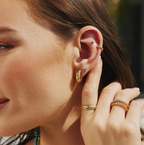 Gold Bold Texture Medium Huggie Hoops Earrings