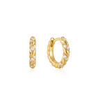 Gold Sparkle Twisted Huggie Hoop Earring