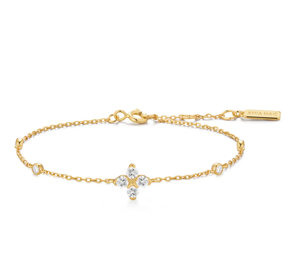 Gold Sparkling Lucky Clover Bracelet