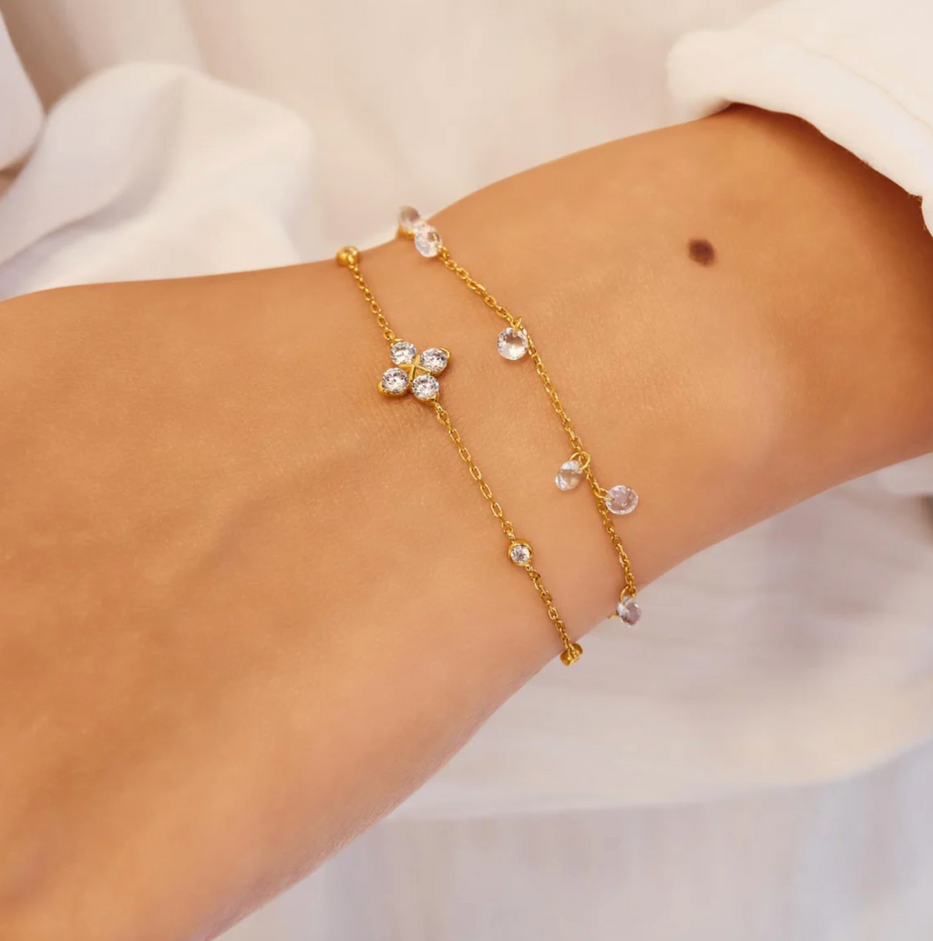 Gold Sparkling Lucky Clover Bracelet
