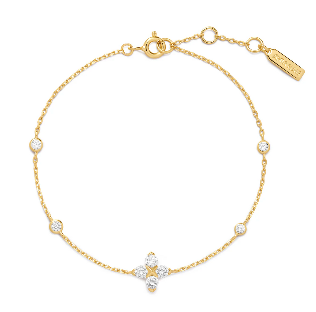 Gold Sparkling Lucky Clover Bracelet