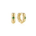 Gold Reversible Puffy Huggie Hoop Earrings