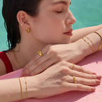 Gold Reversible Puffy Huggie Hoop Earrings