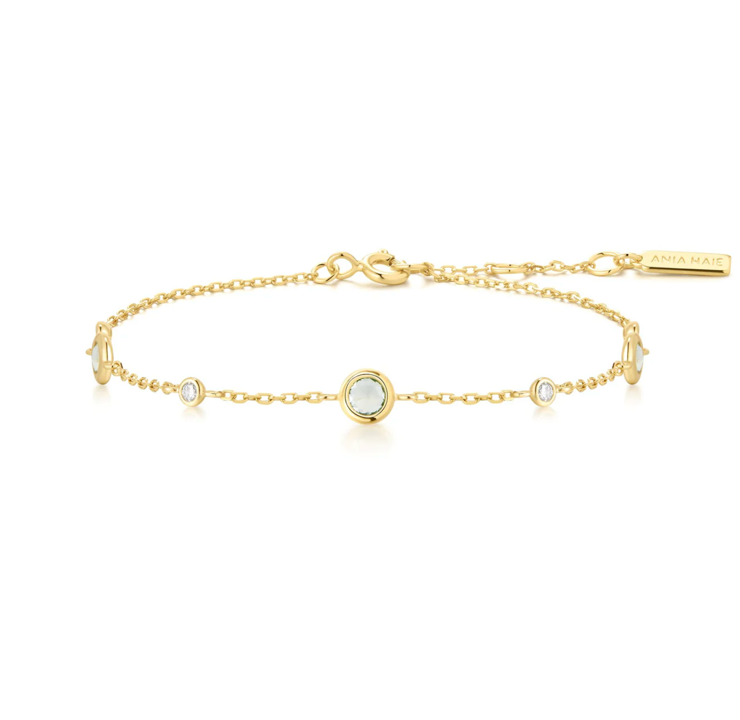 Gold Mint Green Station Bracelet