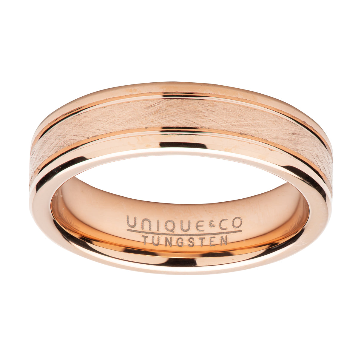 Tungsten Carbide Ring with Rose IP Plating 6mm
