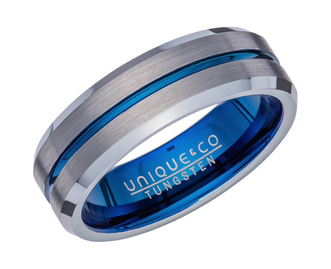 Tungsten Carbide Ring with Blue IP Plating 7mm