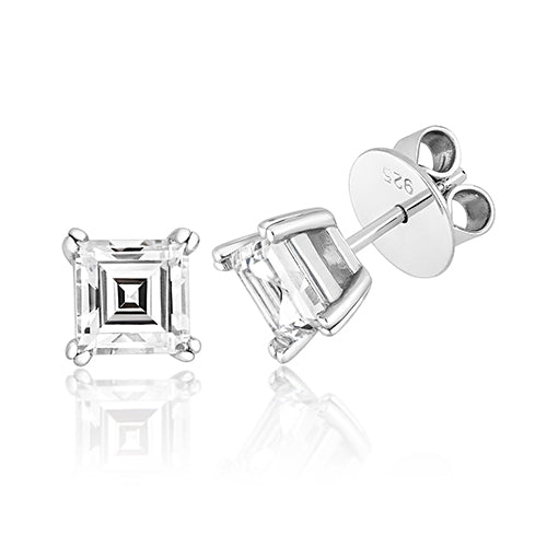 Twin claw 4 claw 6mm Asscher cut stud Earrings
