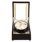 Double Watch Winder Mahogany Wood & Cream