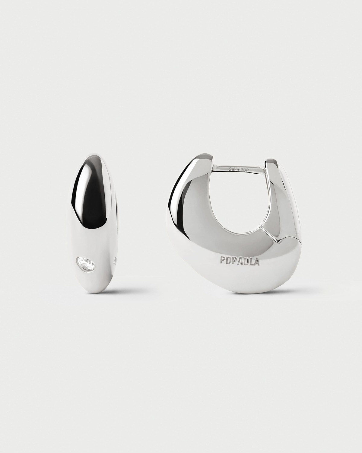 Wave Silver Hoops
