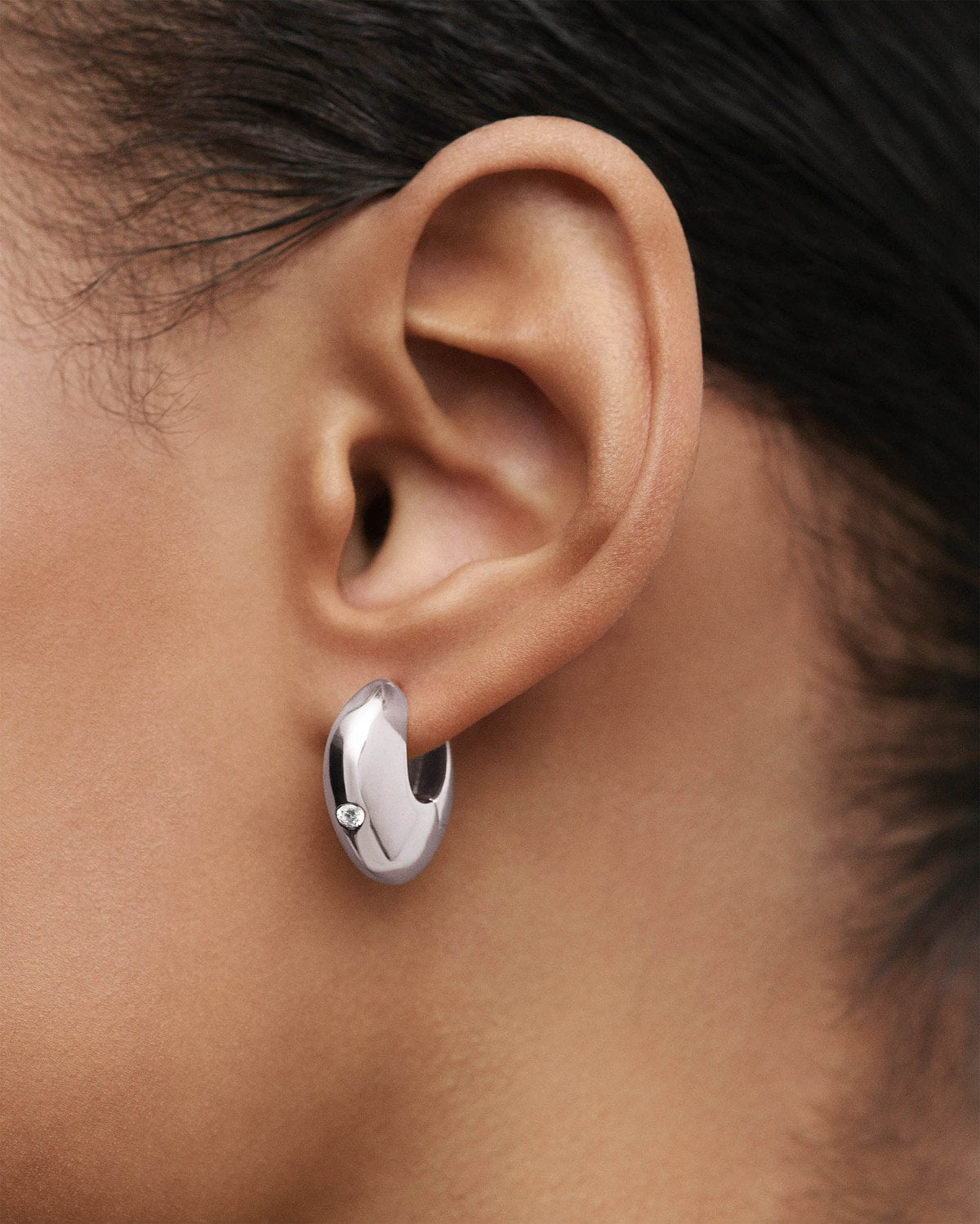 Wave Silver Hoops