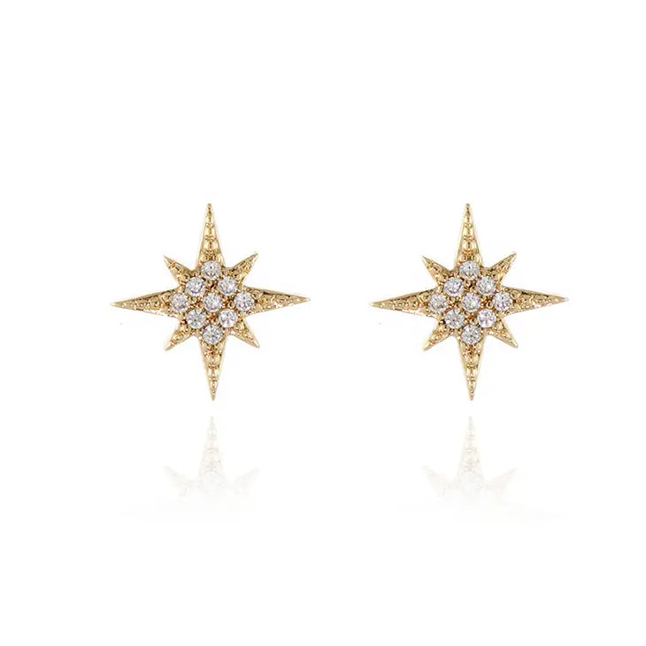 North Star Stud Earrings Gold Plated