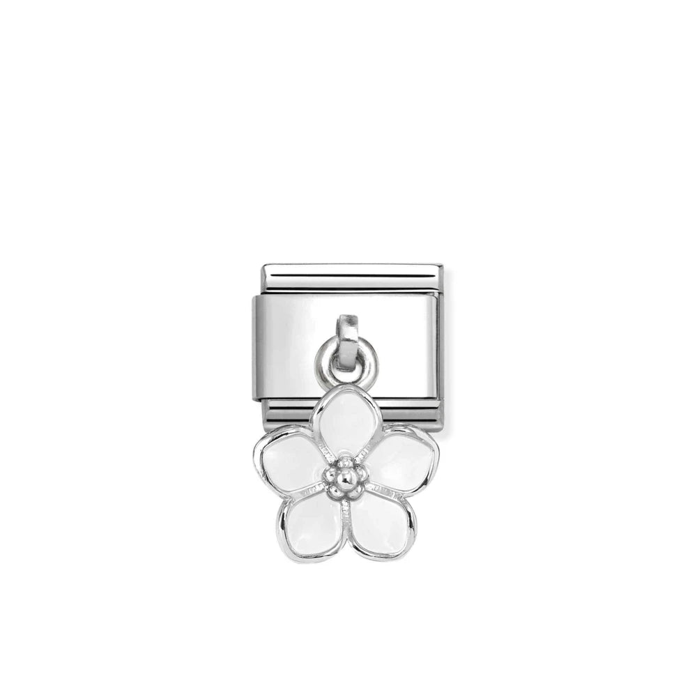 Nomination Silver and White Flower Charm