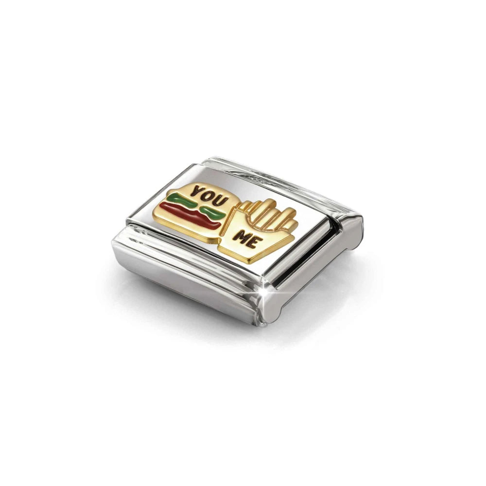 Nomination Classic 18k gold Burger and Fries Charm