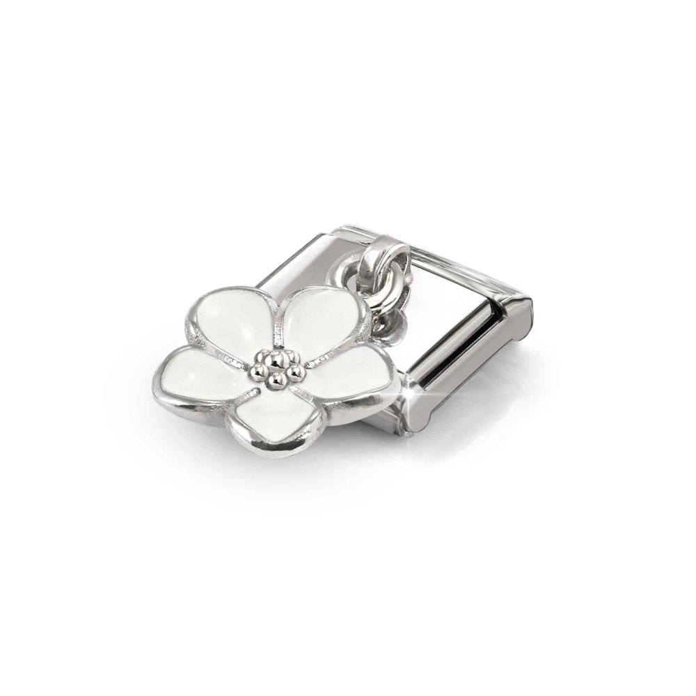 Nomination Silver and White Flower Charm