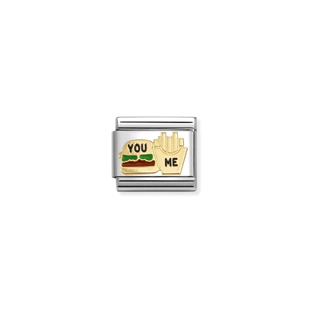Nomination Classic 18k gold Burger and Fries Charm