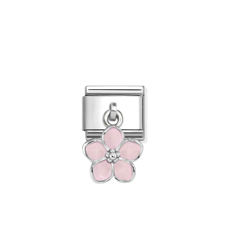 Nomination Silver and Pink Flower Charm
