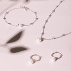 Assembled Hoop Earrings With Shell Pearl in Silver E6300