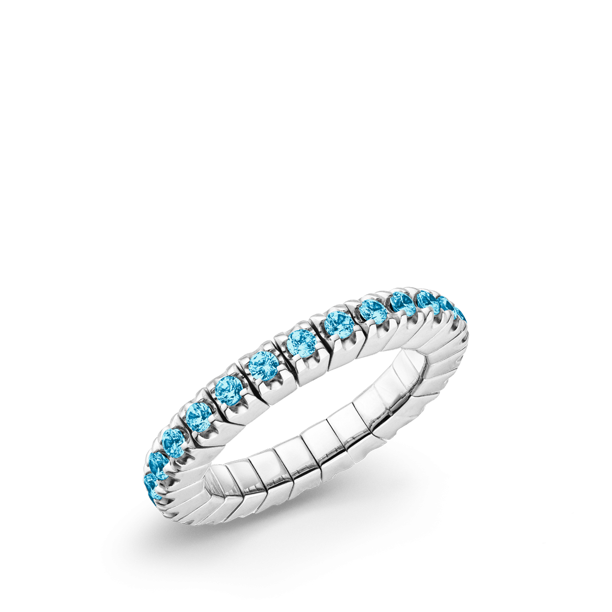 Dazzling Colour Flex ring 2.5mm Blue Topaz 925 Gold Plated