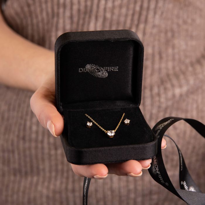 Gold Four Claw Solitaire Diamonfire Zirconia Necklace N4554