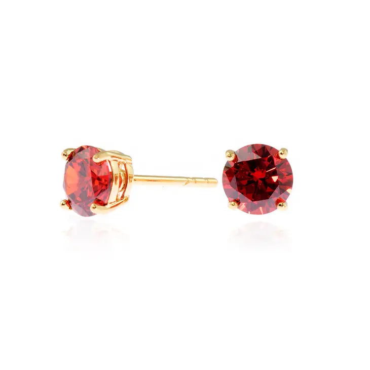Cachet Lana 6mm Earrings Garnet Cubic Zirconia