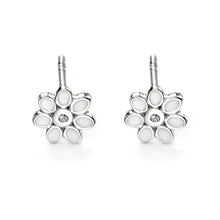 Load image into Gallery viewer, Enamel Daisy Stud Earrings with Diamonds
